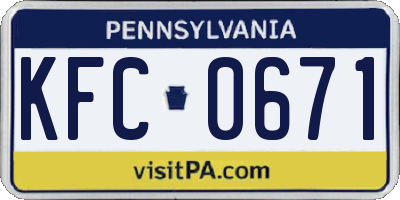 PA license plate KFC0671