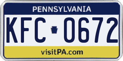 PA license plate KFC0672
