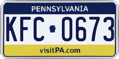 PA license plate KFC0673