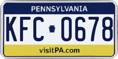 PA license plate KFC0678