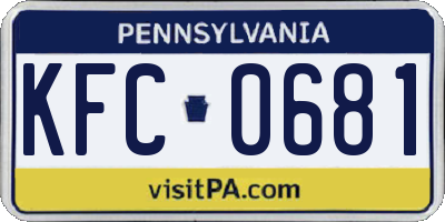 PA license plate KFC0681