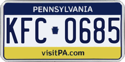 PA license plate KFC0685