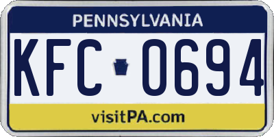 PA license plate KFC0694