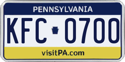PA license plate KFC0700