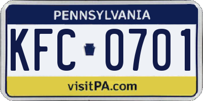 PA license plate KFC0701