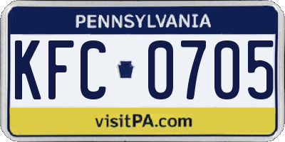 PA license plate KFC0705