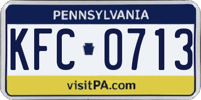 PA license plate KFC0713