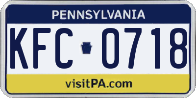 PA license plate KFC0718