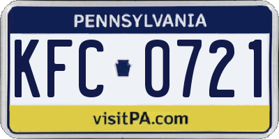 PA license plate KFC0721
