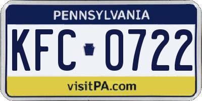 PA license plate KFC0722