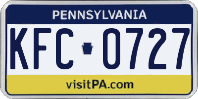 PA license plate KFC0727