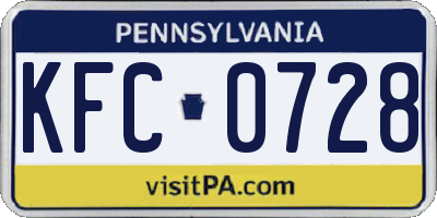 PA license plate KFC0728