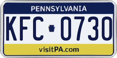 PA license plate KFC0730