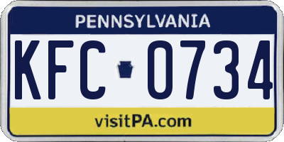 PA license plate KFC0734