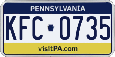 PA license plate KFC0735