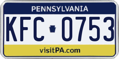 PA license plate KFC0753