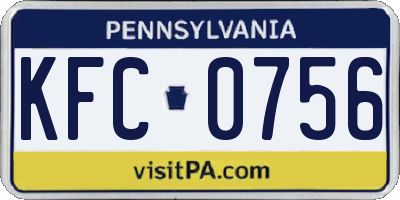 PA license plate KFC0756
