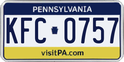 PA license plate KFC0757