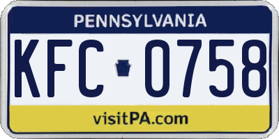 PA license plate KFC0758