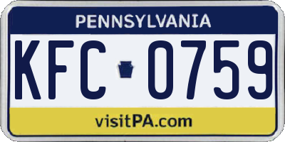 PA license plate KFC0759