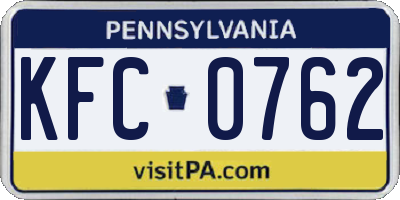 PA license plate KFC0762