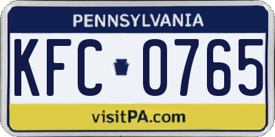 PA license plate KFC0765