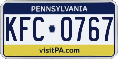 PA license plate KFC0767