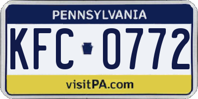 PA license plate KFC0772