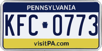 PA license plate KFC0773