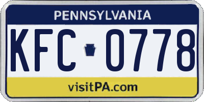 PA license plate KFC0778