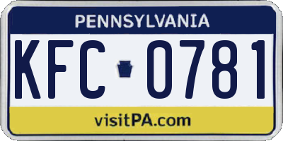 PA license plate KFC0781