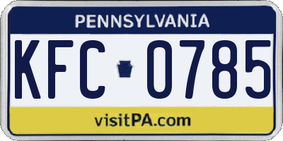 PA license plate KFC0785