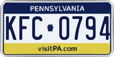 PA license plate KFC0794