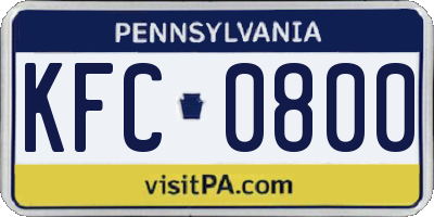 PA license plate KFC0800