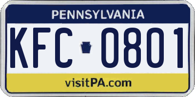 PA license plate KFC0801