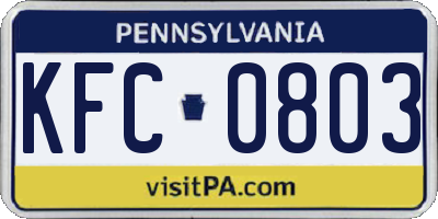 PA license plate KFC0803