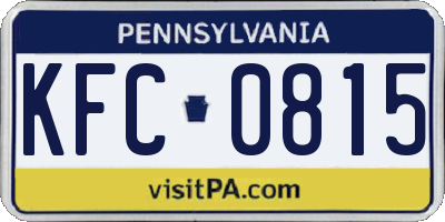 PA license plate KFC0815