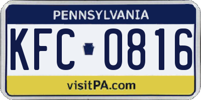 PA license plate KFC0816