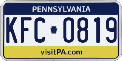PA license plate KFC0819