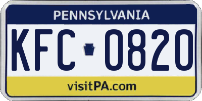 PA license plate KFC0820
