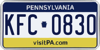 PA license plate KFC0830