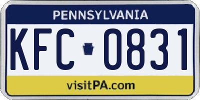 PA license plate KFC0831