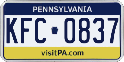 PA license plate KFC0837
