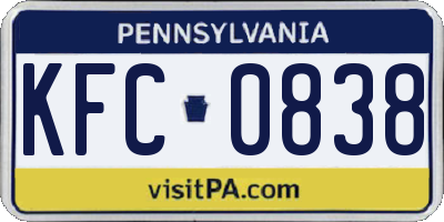 PA license plate KFC0838