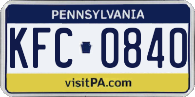 PA license plate KFC0840