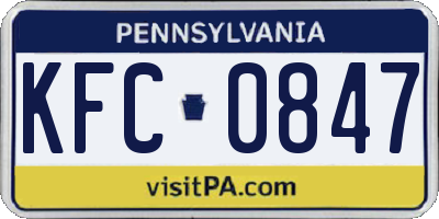 PA license plate KFC0847