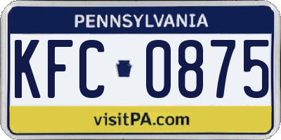 PA license plate KFC0875