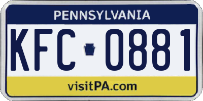 PA license plate KFC0881
