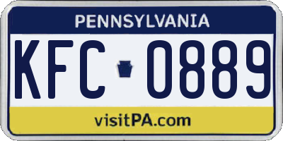 PA license plate KFC0889