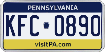 PA license plate KFC0890